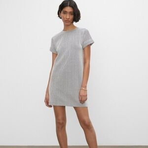 Club Monaco Blue & White Ribbed Knit Mini Dress